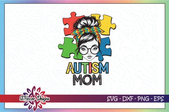 Autism Mom Messy Bun Puzzle SVG: A Versatile Graphic Design Asset for Crafts and Branding