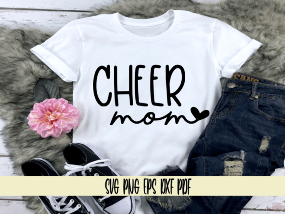 Cheer Mom with Heart: A Graphic Design Asset for Crafts and Local Business Branding