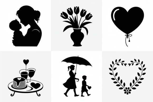 Mom and Baby Silhouette SVG Bundle for Crafts and Graphics