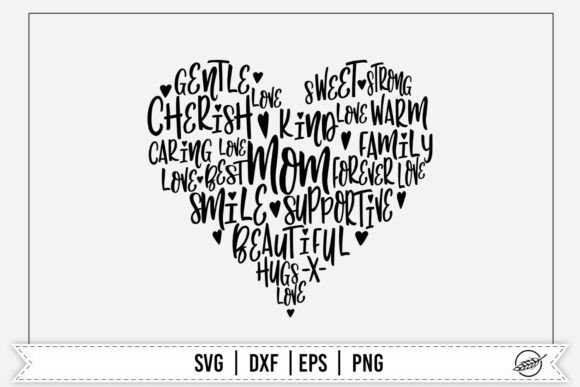 Mom Heart Wordcloud SVG: A Versatile Graphic Design Asset for Crafts and Local Business Branding