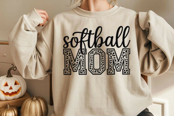 Softball Mom Leopard Print SVG PNG for Crafts and Graphics