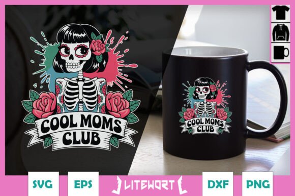 Tattooed Mom Skeleton SVG: A Bold Graphic Design Asset for Crafts and Content Creators