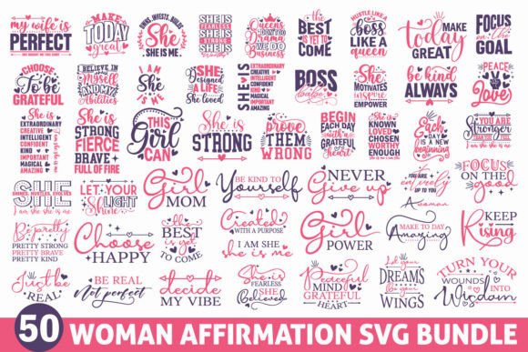 Woman Affirmation SVG Bundle for Crafts and Graphics